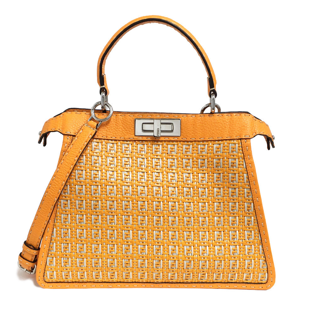 Fendi Peekaboo ISee U Handbag Shoulder Bag Selleria Orange FF